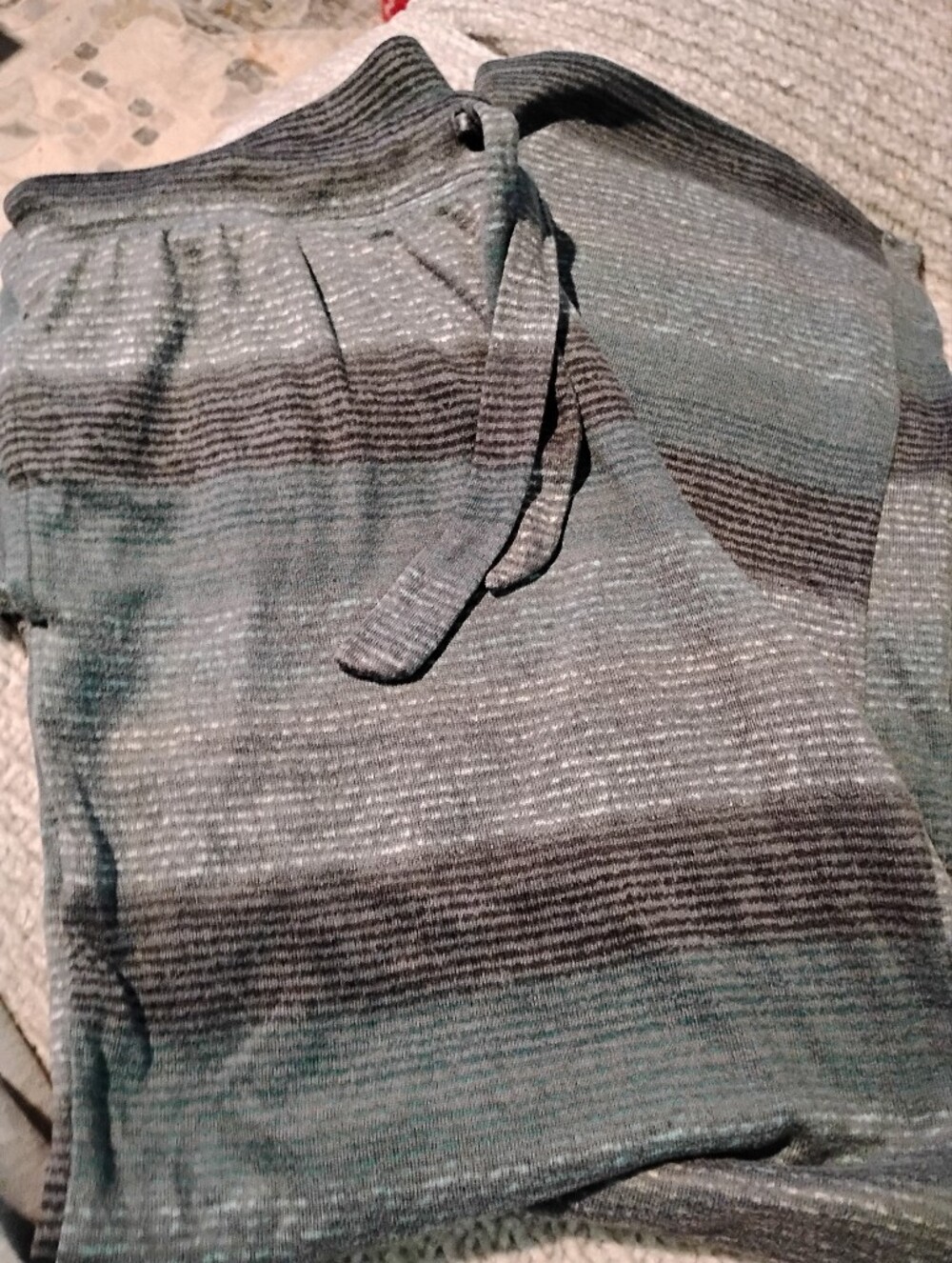 Cozy Women's Striped Knit Pajama Pants - Sage Gray
